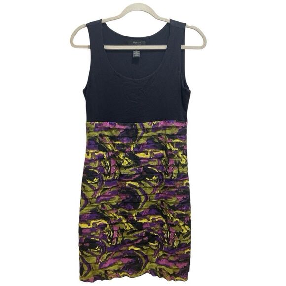 Style & Co Sleeveless Ruffle Bottom Knee Length Purple Green Mini Dress, S - Picture 1 of 7